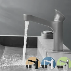 Bathroom Sink Faucet,Black Bathroom Faucet,Brass Single Handle One Hole Bath Taps(Black/Grey/Chrome/Golden)