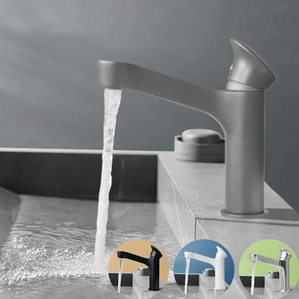 Bathroom Sink Faucet,Black Bathroom Faucet,Brass Single Handle One Hole Bath Taps(Black/Grey/Chrome/Golden)