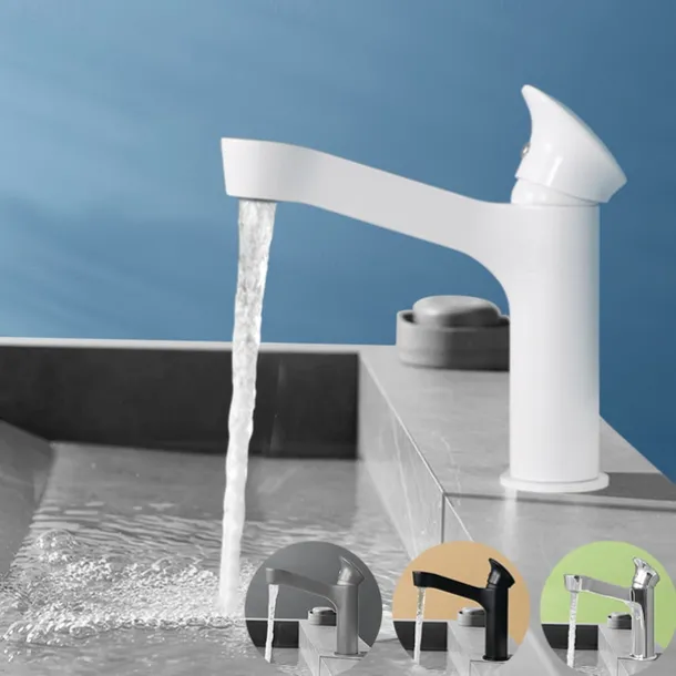 Bathroom Sink Faucet,Black Bathroom Faucet,Brass Single Handle One Hole Bath Taps(Black/Grey/Chrome/Golden)