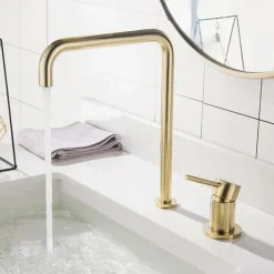 Bathroom Sink Faucet,Black/Chrome/Brushed Gold/Rose Gold Finish Widespread Single Handle Dual Holes Basin Sink Mixer Tap Washroom Faucet with Hot and Cold Switch