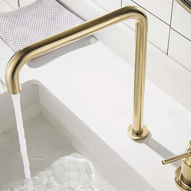 Bathroom Sink Faucet,Black/Chrome/Brushed Gold/Rose Gold Finish Widespread Single Handle Dual Holes Basin Sink Mixer Tap Washroom Faucet with Hot and Cold Switch