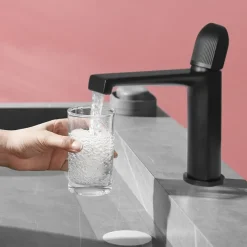 Bathroom Sink Faucet,Black Bathroom Faucet,Brass Single Handle One Hole Bath Taps(Black/Grey/Chrome/Golden)