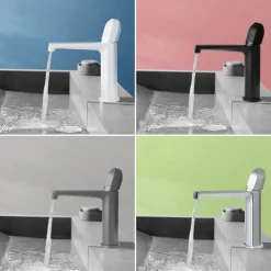 Bathroom Sink Faucet,Black Bathroom Faucet,Brass Single Handle One Hole Bath Taps(Black/Grey/Chrome/Golden)