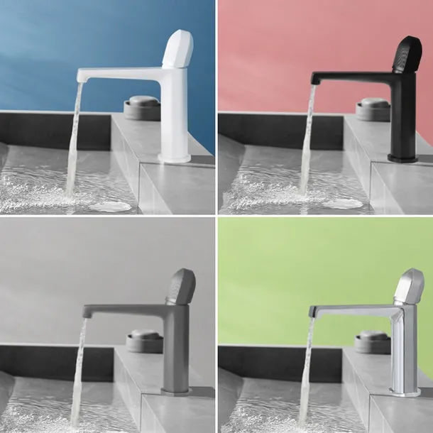 Bathroom Sink Faucet,Black Bathroom Faucet,Brass Single Handle One Hole Bath Taps(Black/Grey/Chrome/Golden)