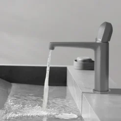 Bathroom Sink Faucet,Black Bathroom Faucet,Brass Single Handle One Hole Bath Taps(Black/Grey/Chrome/Golden)