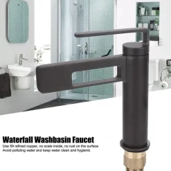 Bathroom Sink Faucet,Black Bathroom Faucet,Brass Single Handle One Hole Gun Shape Bath Taps(Black/Grey/Chrome/Golden)