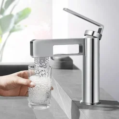 Bathroom Sink Faucet,Black Bathroom Faucet,Brass Single Handle One Hole Gun Shape Bath Taps(Black/Grey/Chrome/Golden)