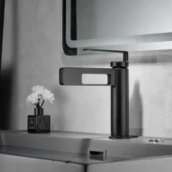 Bathroom Sink Faucet,Black Bathroom Faucet,Brass Single Handle One Hole Gun Shape Bath Taps(Black/Grey/Chrome/Golden)