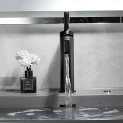 Bathroom Sink Faucet,Black Bathroom Faucet,Brass Single Handle One Hole Gun Shape Bath Taps(Black/Grey/Chrome/Golden)