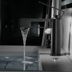 Bathroom Sink Faucet,Black Bathroom Faucet,Brass Single Handle One Hole Gun Shape Bath Taps(Black/Grey/Chrome/Golden)