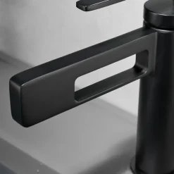 Bathroom Sink Faucet,Black Bathroom Faucet,Brass Single Handle One Hole Gun Shape Bath Taps(Black/Grey/Chrome/Golden)