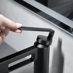 Bathroom Sink Faucet,Black Bathroom Faucet,Brass Single Handle One Hole Gun Shape Bath Taps(Black/Grey/Chrome/Golden)