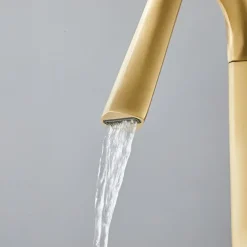 Bathroom Sink Faucet,Brass High Arc Waterfall Brushed and Painted Finishes Single Handle One Hole Bath Taps