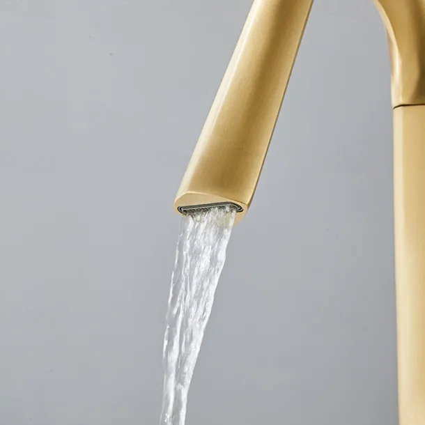 Bathroom Sink Faucet,Brass High Arc Waterfall Brushed and Painted Finishes Single Handle One Hole Bath Taps