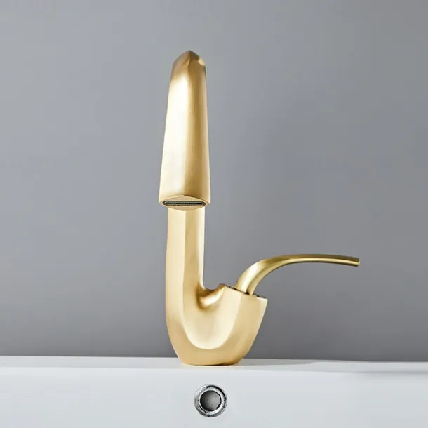 Bathroom Sink Faucet,Brass High Arc Waterfall Brushed and Painted Finishes Single Handle One Hole Bath Taps