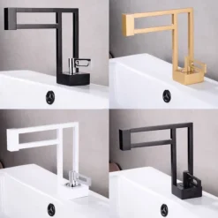 Bathroom Sink Faucet,Brass Modern Style Centerset Single Handle One Hole Bath Taps with Hot and Cold Switch
