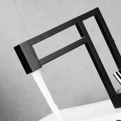 Bathroom Sink Faucet,Brass Modern Style Centerset Single Handle One Hole Bath Taps with Hot and Cold Switch