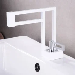 Bathroom Sink Faucet,Brass Modern Style Centerset Single Handle One Hole Bath Taps with Hot and Cold Switch