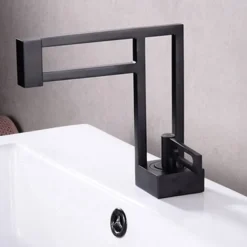 Bathroom Sink Faucet,Brass Modern Style Centerset Single Handle One Hole Bath Taps with Hot and Cold Switch