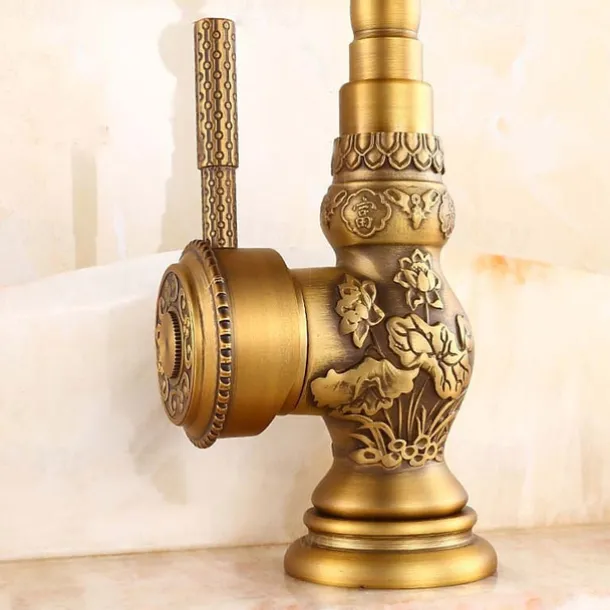 Bathroom Sink Faucet,Brass Single Handle One Hole Standard Spout Brass Finish Bath Taps With Hot and Cold Water