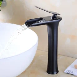 Bathroom Sink Faucet,Brass Waterfall Centerset Single Handle One Hole Bath Taps