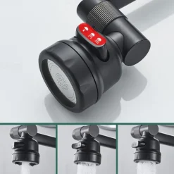 Bathroom Sink Faucet,Brass 360 Degree Rotating Liftable 3-Type Outlet Multi-Function Single Handle One Hole Bath Taps（Matte Black/Chrome）