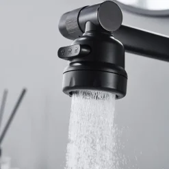 Bathroom Sink Faucet,Brass 360 Degree Rotating Liftable 3-Type Outlet Multi-Function Single Handle One Hole Bath Taps（Matte Black/Chrome）