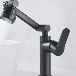 Bathroom Sink Faucet,Brass 360 Degree Rotating Liftable 3-Type Outlet Multi-Function Single Handle One Hole Bath Taps（Matte Black/Chrome）