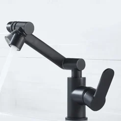 Bathroom Sink Faucet,Brass 360 Degree Rotating Liftable 3-Type Outlet Multi-Function Single Handle One Hole Bath Taps（Matte Black/Chrome）