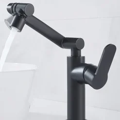 Bathroom Sink Faucet,Brass 360 Degree Rotating Liftable 3-Type Outlet Multi-Function Single Handle One Hole Bath Taps（Matte Black/Chrome）