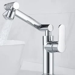 Bathroom Sink Faucet,Brass 360 Degree Rotating Liftable 3-Type Outlet Multi-Function Single Handle One Hole Bath Taps（Matte Black/Chrome）