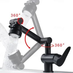 Bathroom Sink Faucet,Brass 360 Degree Rotating Liftable 3-Type Outlet Multi-Function Single Handle One Hole Bath Taps（Matte Black/Chrome）