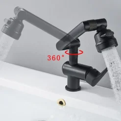 Bathroom Sink Faucet,Brass 360 Degree Rotating Liftable 3-Type Outlet Multi-Function Single Handle One Hole Bath Taps（Matte Black/Chrome）