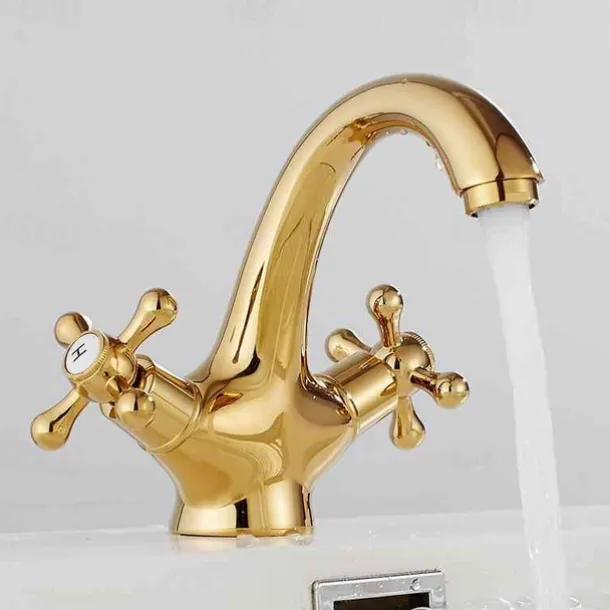 Bathroom Sink Faucet,Classic Electroplated / Painted Finishes Centerset Two Handles One Hole Bath Taps