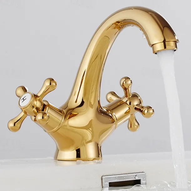 Bathroom Sink Faucet,Classic Electroplated / Painted Finishes Centerset Two Handles One Hole Bath Taps