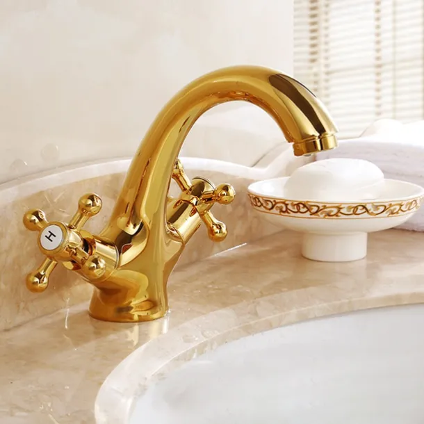 Bathroom Sink Faucet,Classic Electroplated / Painted Finishes Centerset Two Handles One Hole Bath Taps