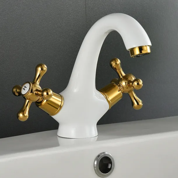 Bathroom Sink Faucet,Classic Electroplated / Painted Finishes Centerset Two Handles One Hole Bath Taps