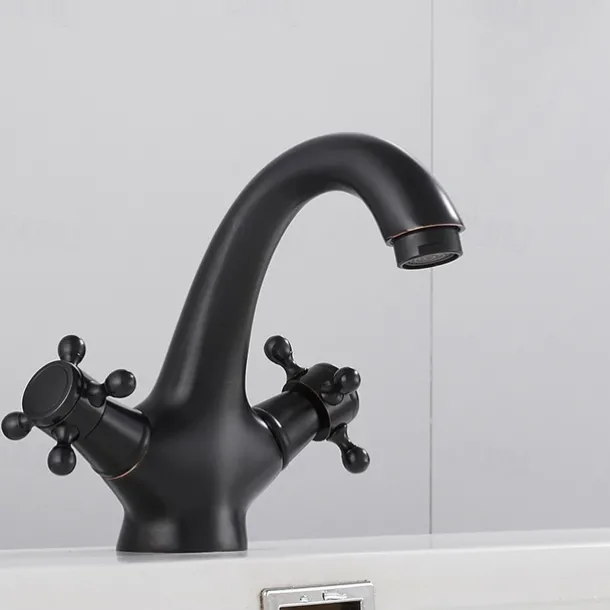 Bathroom Sink Faucet,Classic Electroplated / Painted Finishes Centerset Two Handles One Hole Bath Taps