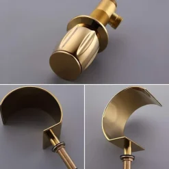 Bathroom Sink Faucet,Elegant Double Handle Arc Waterfall Spout Bathtub Filler Faucet with Three Holes Widespread Bathroom Faucet Gold/Matte Black