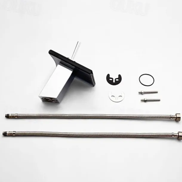 Bathroom SInk Faucet,Glass Outlet Faucet Waterfall Bathroom Faucet with Hose Single Handle Single Hole Sink Sink Faucet Ceramic Valve