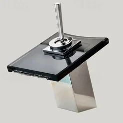 Bathroom SInk Faucet,Glass Outlet Faucet Waterfall Bathroom Faucet with Hose Single Handle Single Hole Sink Sink Faucet Ceramic Valve