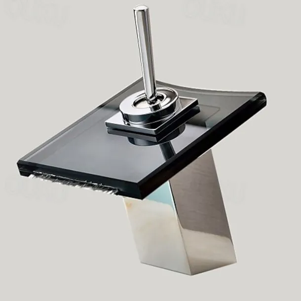 Bathroom SInk Faucet,Glass Outlet Faucet Waterfall Bathroom Faucet with Hose Single Handle Single Hole Sink Sink Faucet Ceramic Valve