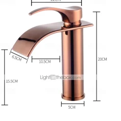 Bathroom Sink Faucet,Modern Style Single Handle Rose Golden One Hole Waterfall,Oil-rubbed Cooper with Drain and Brass Faucet Body with Hot and Cold Water and Pop-up Drain
