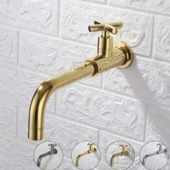 Bathroom Sink Faucet,Rotatable Wall Mount Industrial Style Single Handle One Hole Bath Taps with Cold Water Only