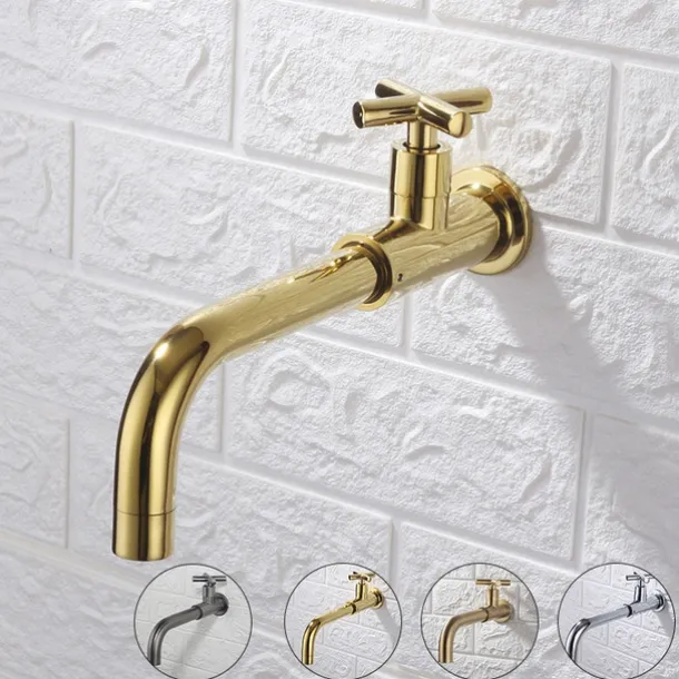 Bathroom Sink Faucet,Rotatable Wall Mount Industrial Style Single Handle One Hole Bath Taps with Cold Water Only