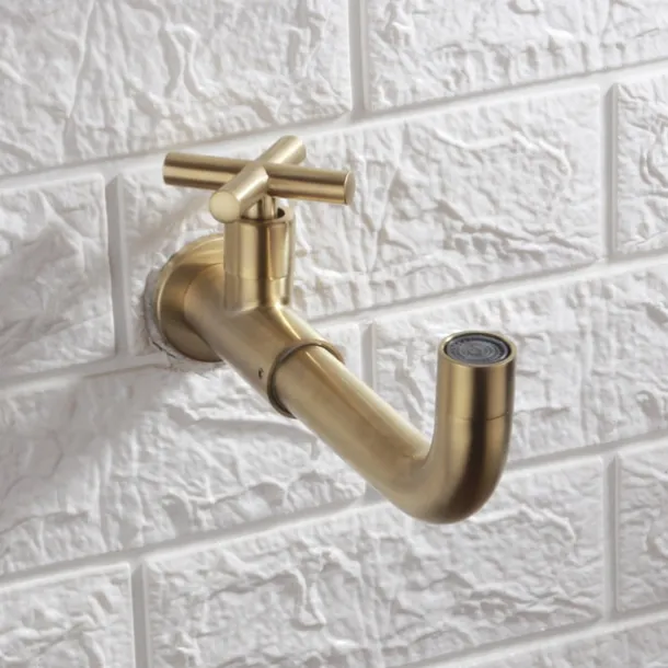 Bathroom Sink Faucet,Rotatable Wall Mount Industrial Style Single Handle One Hole Bath Taps with Cold Water Only