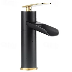 Bathroom Sink Faucet,Rotatable Electroplated Centerset Single Handle One Hole Bath Taps with Hot and Cold Switch