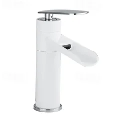 Bathroom Sink Faucet,Rotatable Electroplated Centerset Single Handle One Hole Bath Taps with Hot and Cold Switch