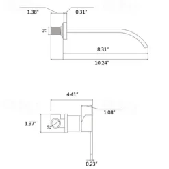 Bathroom Sink Faucets,Brass Waterfall Modern Style Wall Mount Single Handle Two Holes Chrome Finish Bath Tap with Cold and Hot Switch