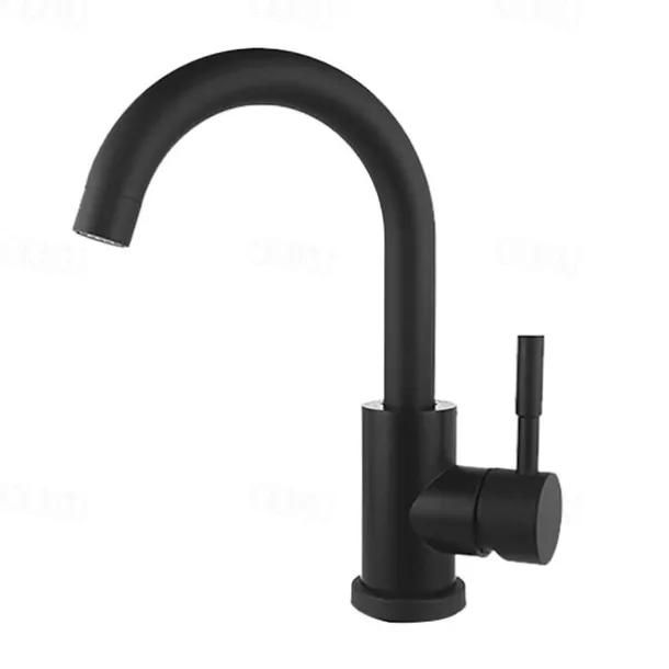 Bathroom Sink Faucet,Single Handle Black Nickel/White Dainted/Brushed Nickel One Hole Standard Spout Stainless Steel Bathroom Sink Faucet with Hot and Cold Water